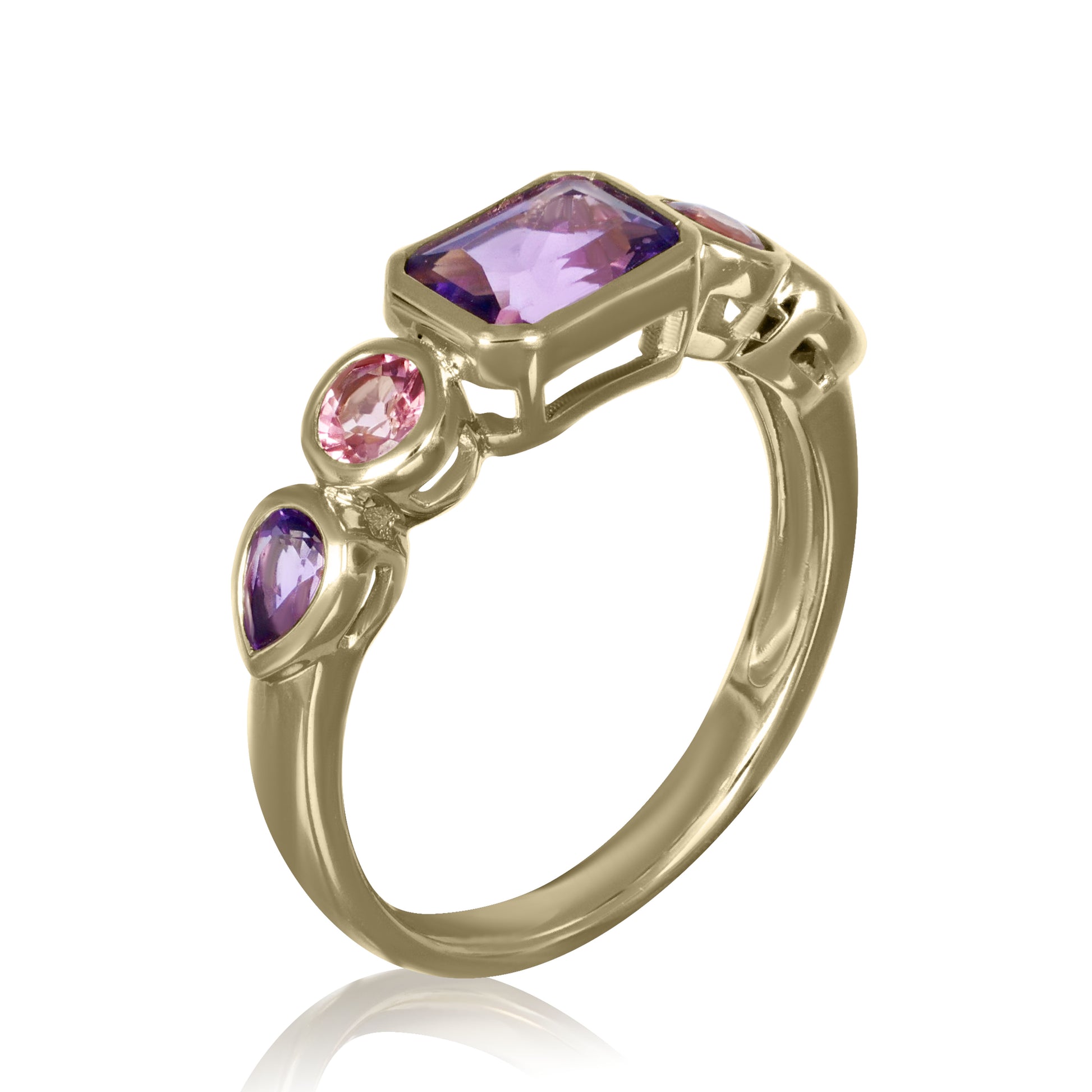 Amethyst & Pink Tourmaline Gemstone Band Ring | The Colour Drop - John Ross Jewellers