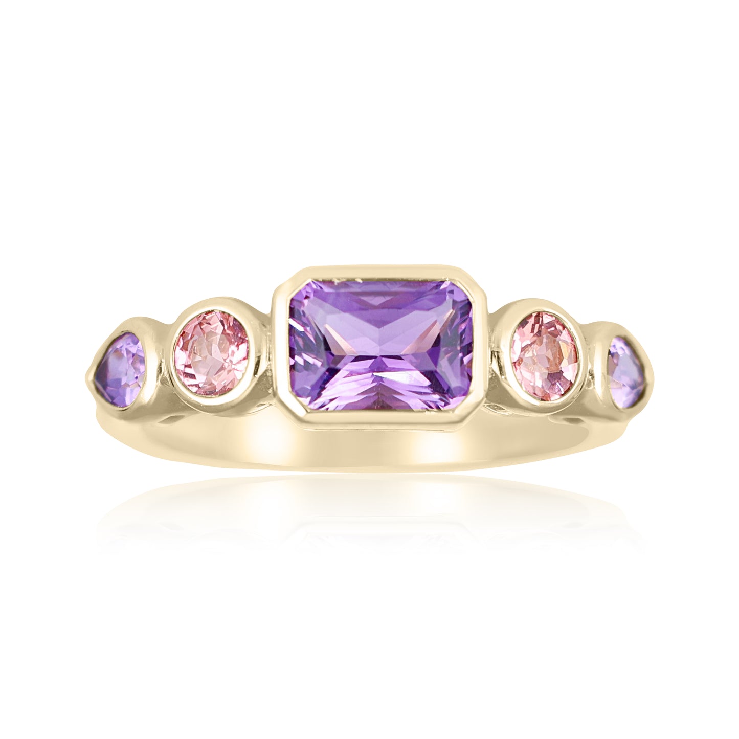 Amethyst & Pink Tourmaline Gemstone Band Ring | The Colour Drop - John Ross Jewellers