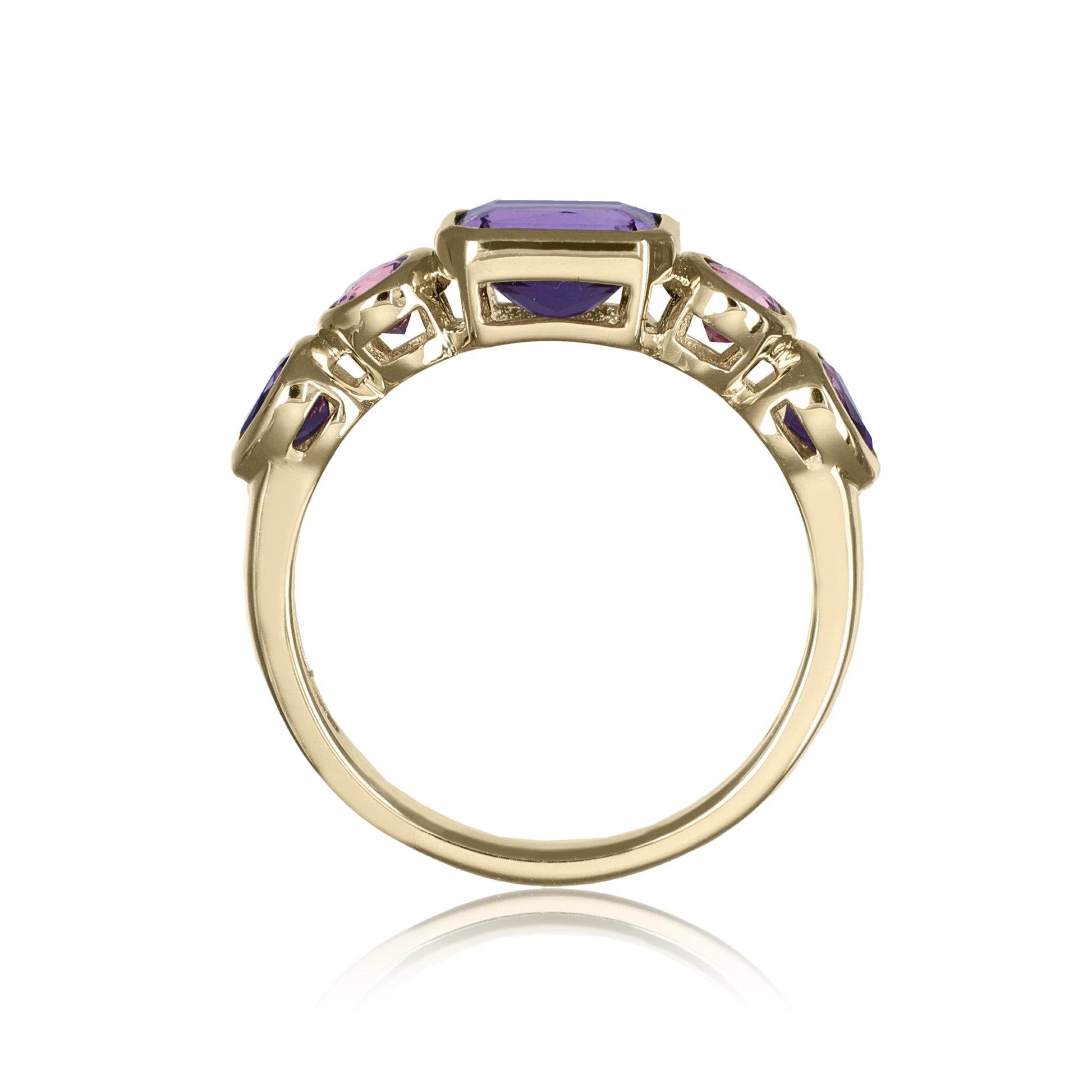 Amethyst & Pink Tourmaline Gemstone Band Ring | The Colour Drop - John Ross Jewellers