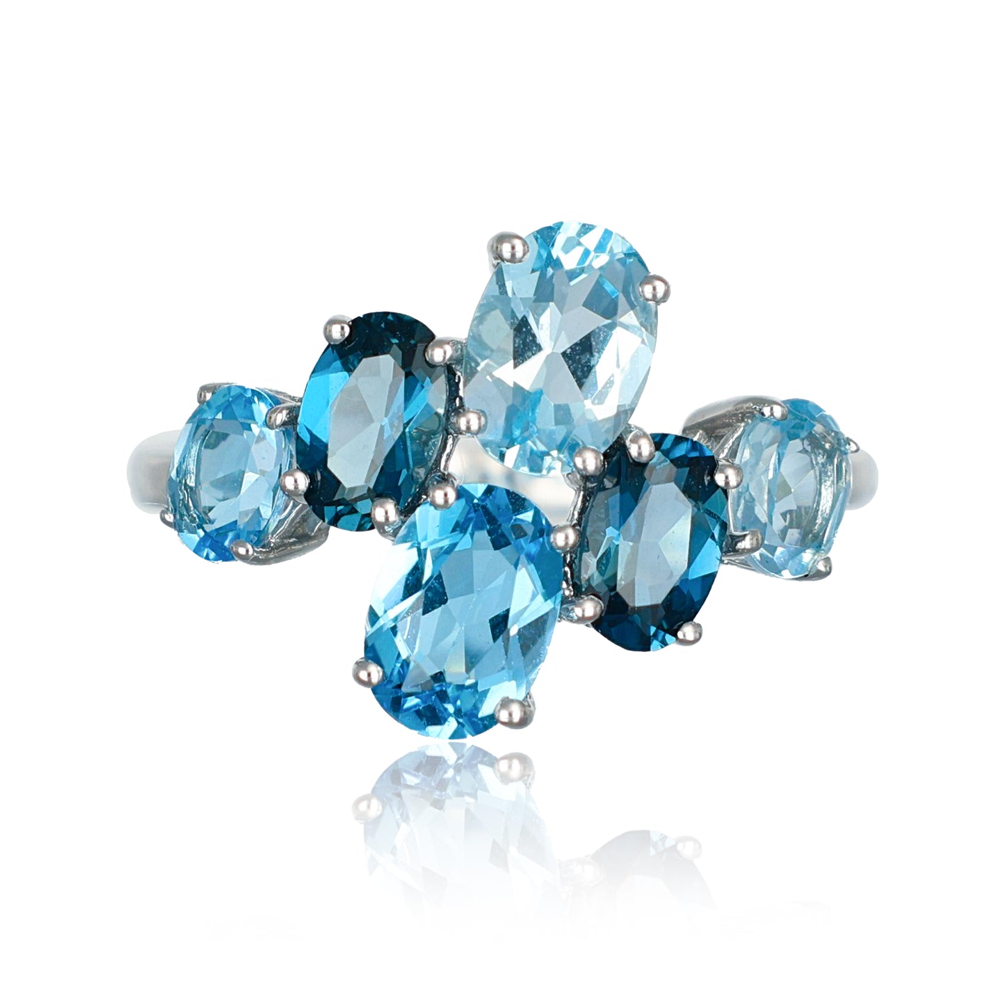 Blue Topaz Crossover Statement Band Ring | The Colour Drop - John Ross Jewellers