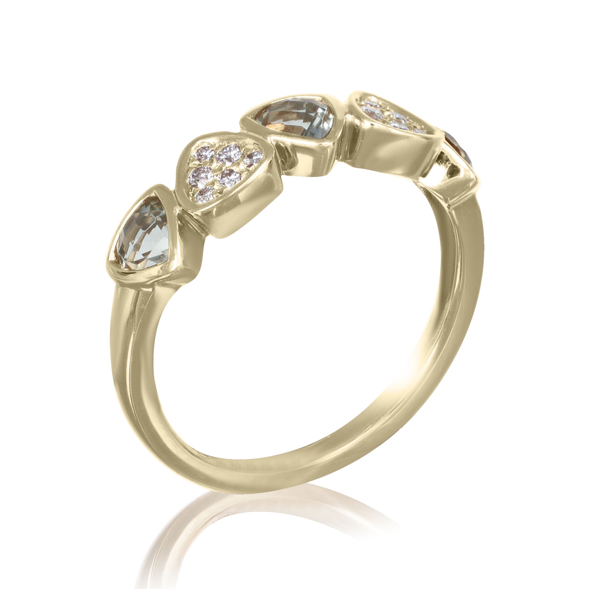 Green Amethyst & Diamond Band Ring | The Colour Drop - John Ross Jewellers