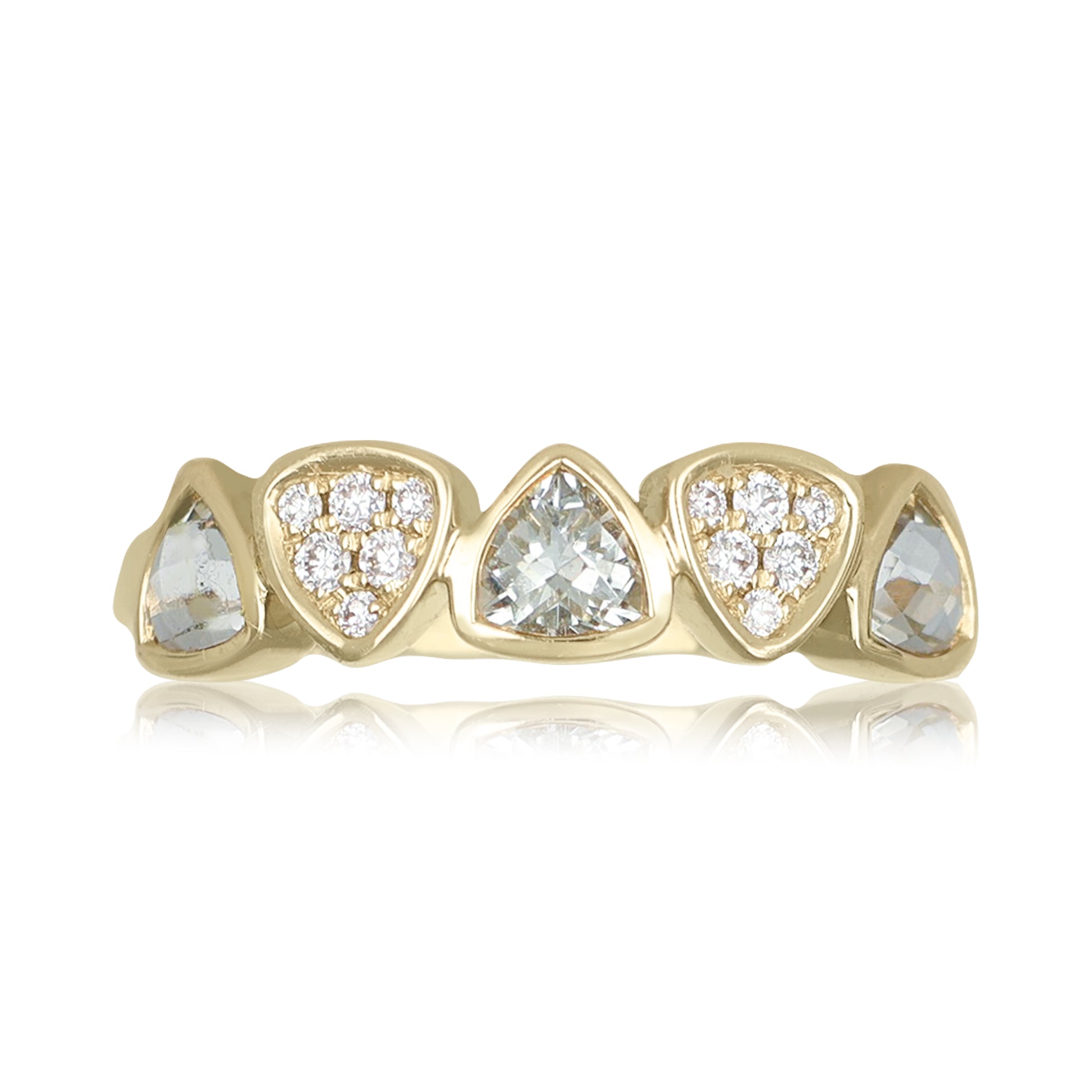 Green Amethyst & Diamond Band Ring | The Colour Drop - John Ross Jewellers