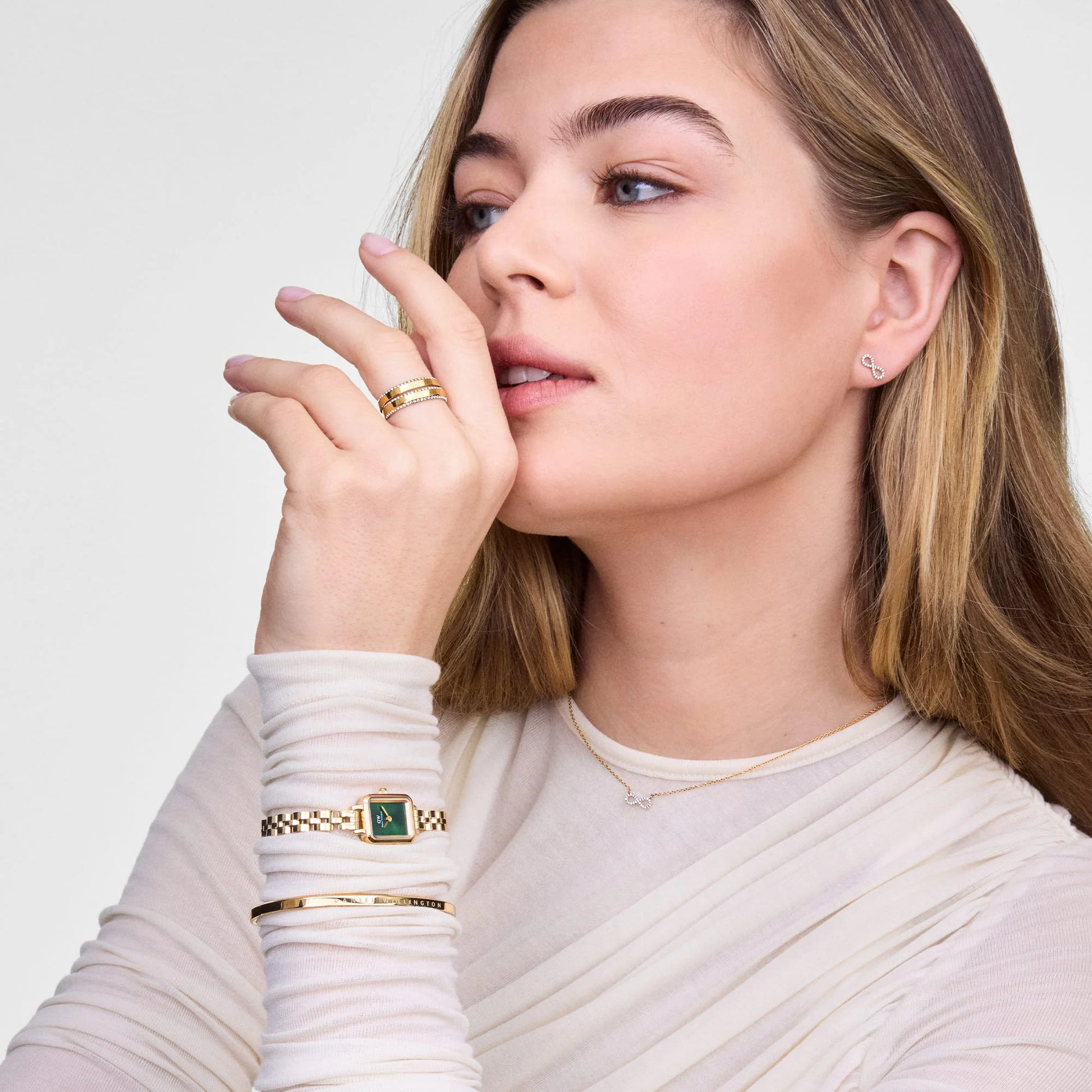 Daniel Wellington Petite Mini Arch 3-link Gold | Emerald - John Ross Jewellers