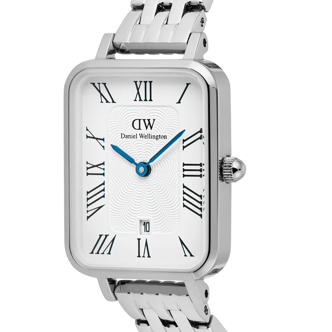 Daniel Wellington Quadro Roman Numerals Date 5-link Silver | 20x26mm - John Ross Jewellers