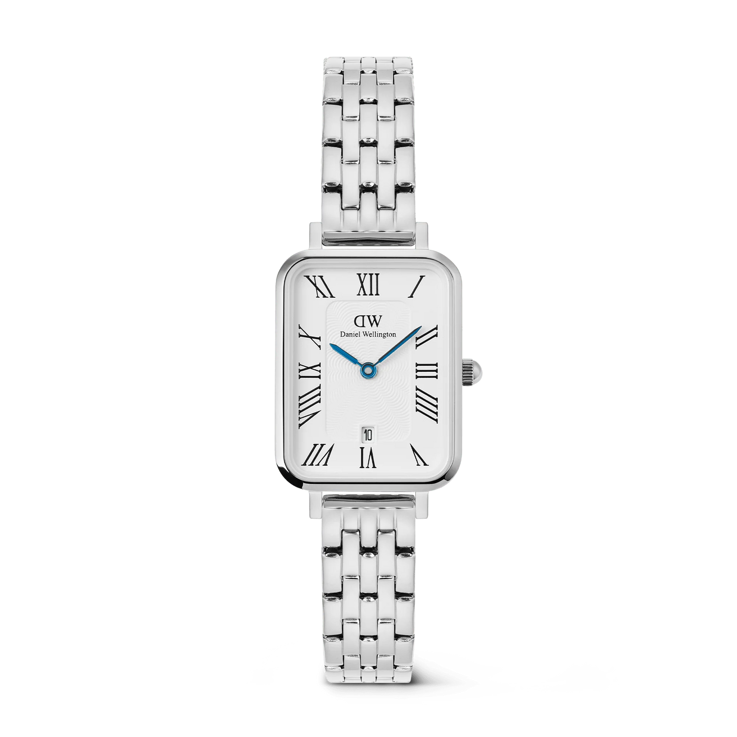 Daniel Wellington Quadro Roman Numerals Date 5-link Silver | 20x26mm - John Ross Jewellers