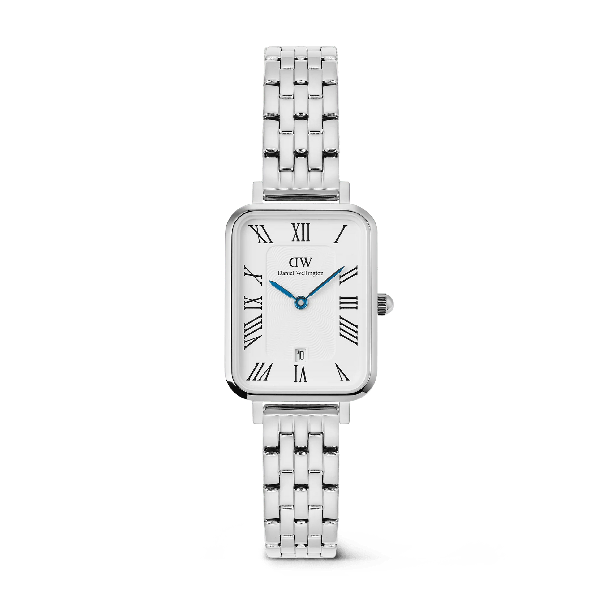 Daniel Wellington Quadro Roman Numerals Date 5-link Silver | 20x26mm - John Ross Jewellers