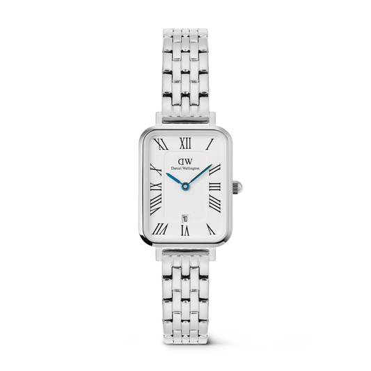 Daniel Wellington Quadro Roman Numerals Date 5-link Silver | 20x26mm - John Ross Jewellers