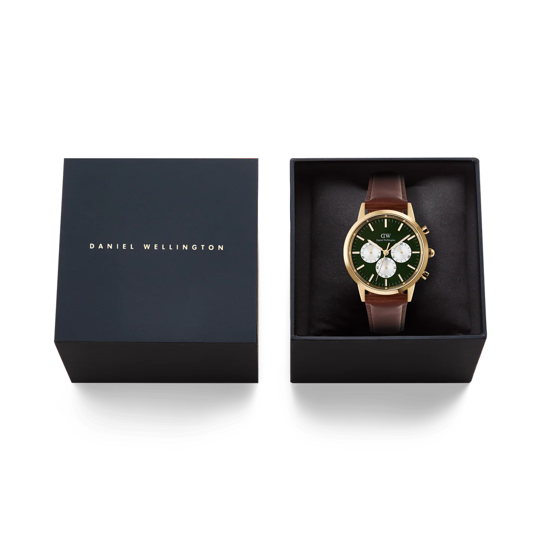 Daniel Wellington Iconic Chronograph St Mawes Emerald Panda Gold | 42mm - John Ross Jewellers