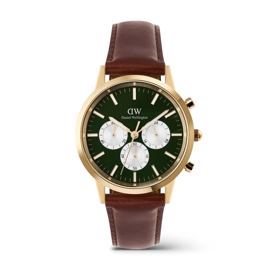 Daniel Wellington Iconic Chronograph St Mawes Emerald Panda Gold | 42mm - John Ross Jewellers