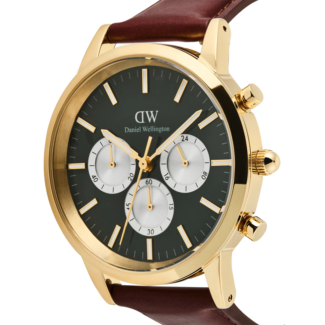 Daniel Wellington Iconic Chronograph St Mawes Emerald Panda Gold | 42mm - John Ross Jewellers