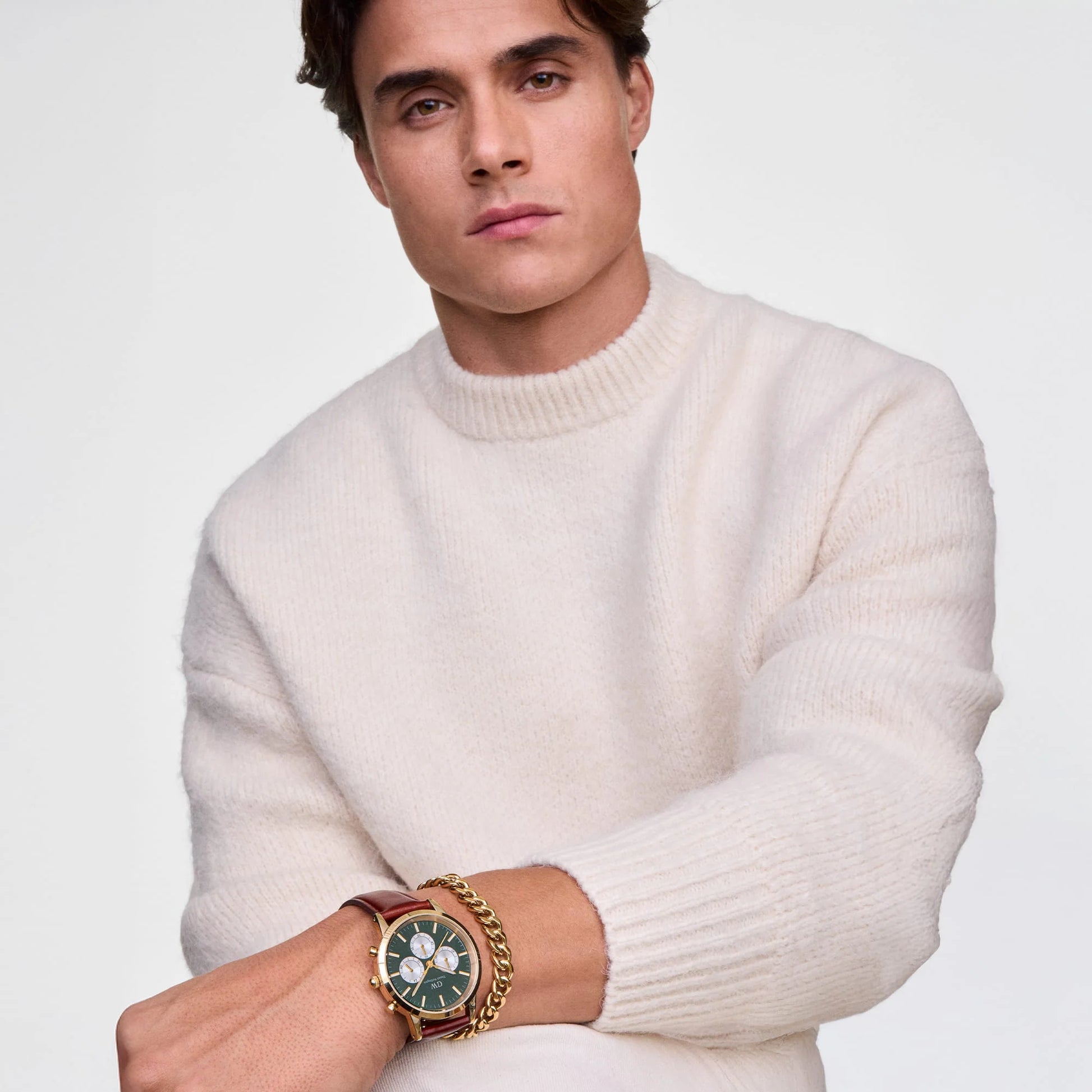 Daniel Wellington Iconic Chronograph St Mawes Emerald Panda Gold | 42mm - John Ross Jewellers