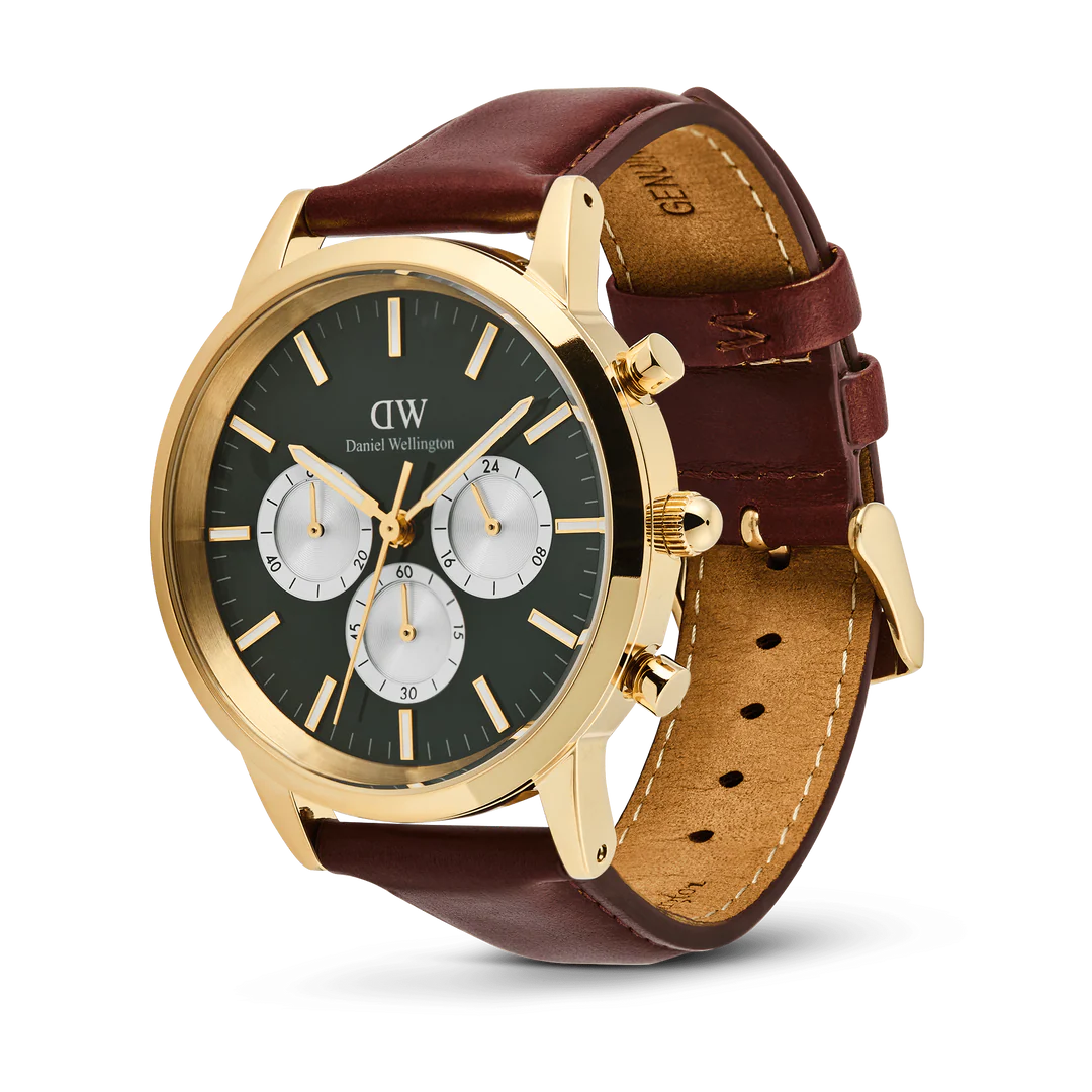 Daniel Wellington Iconic Chronograph St Mawes Emerald Panda Gold | 42mm - John Ross Jewellers