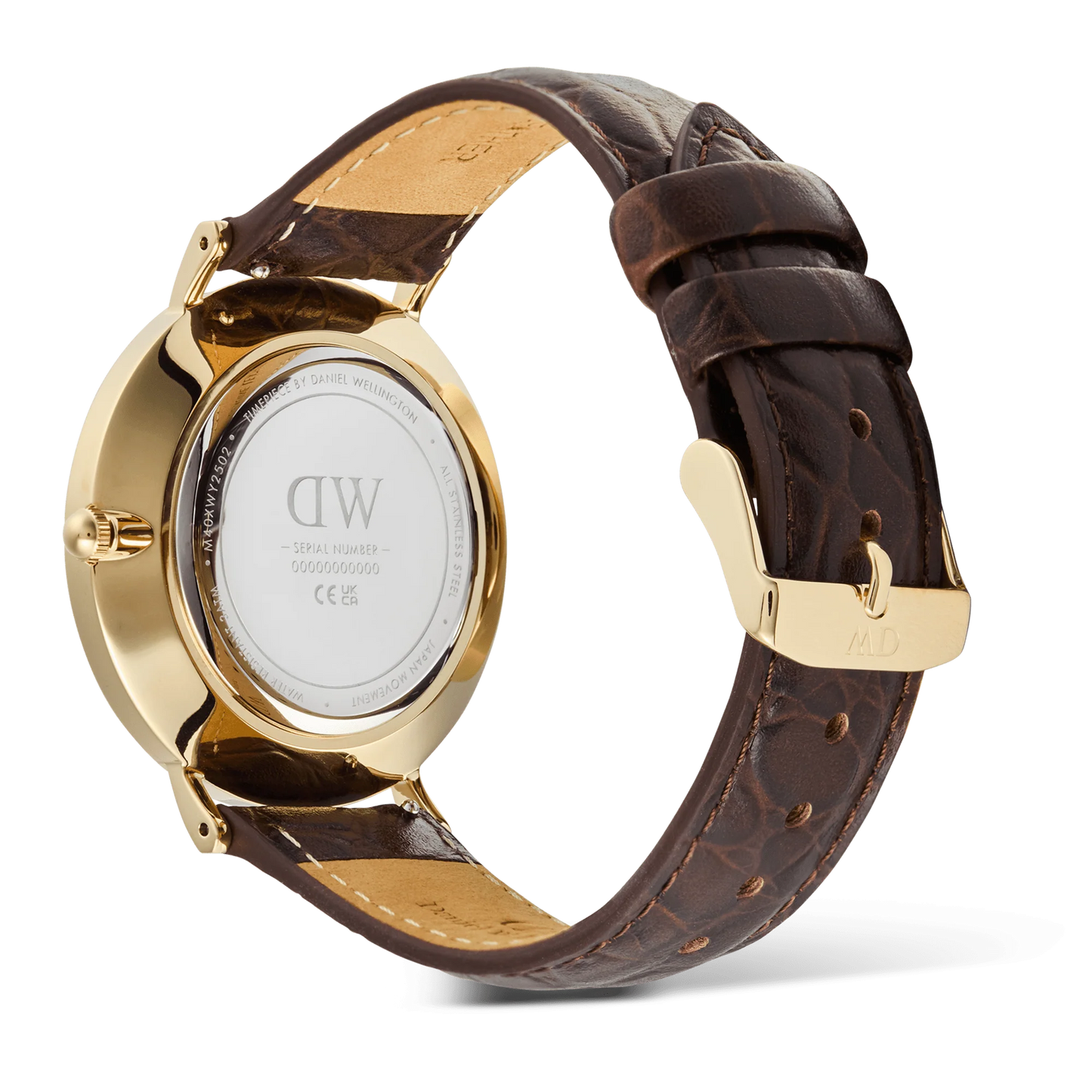 Daniel Wellington Classic Roman Numerals Date watch with dark brown crocodile leather strap and 40mm case, stylish men's timepiece