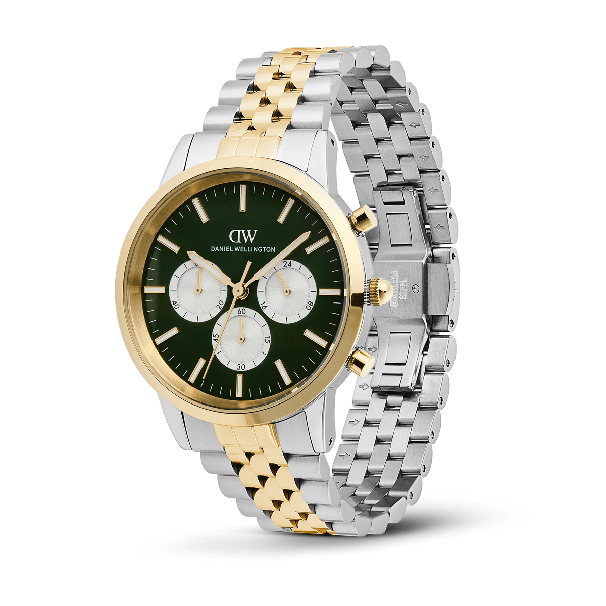 Daniel Wellington Iconic Chronograph Arch 5-Link Emerald Panda Two Tone | 42mm