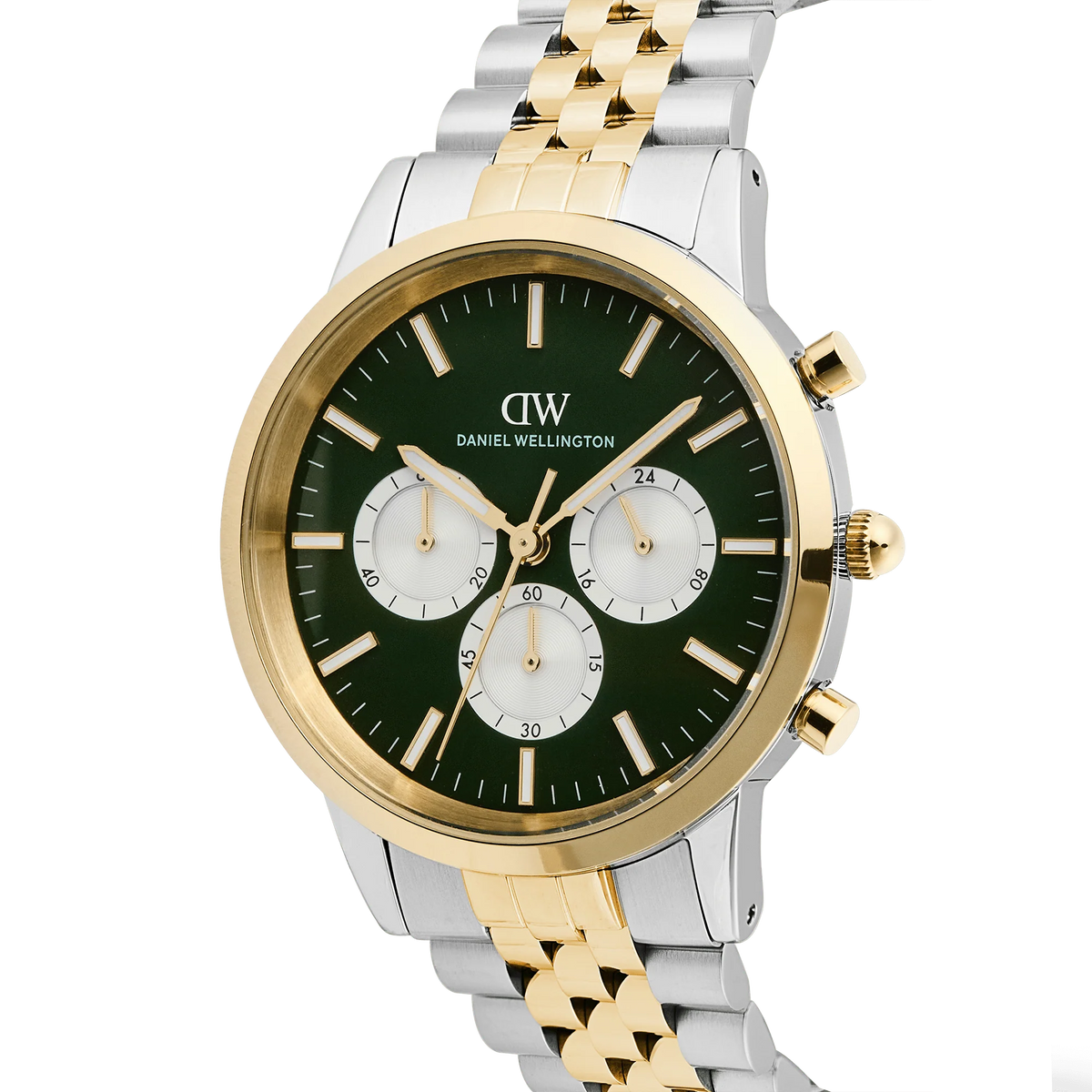 Daniel Wellington Iconic Chronograph Arch 5-Link Emerald Panda Two Tone | 42mm