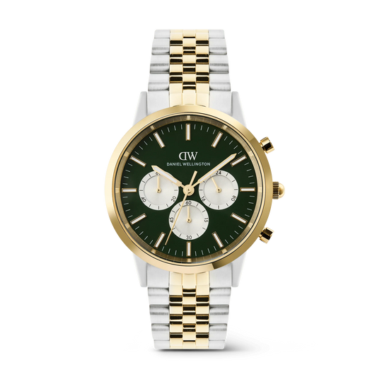 Daniel Wellington Iconic Chronograph Arch 5-Link Emerald Panda Two Tone | 42mm
