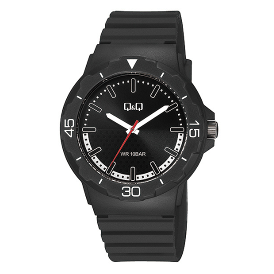 Q&Q Gents Black Silicone Watch