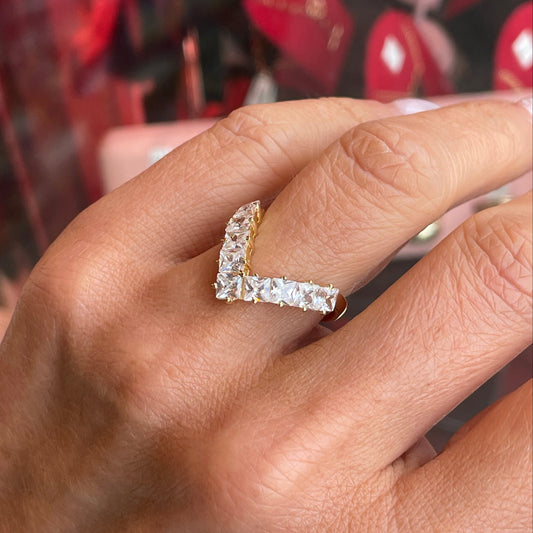 Sunshine CZ Wishbone Ring - John Ross Jewellers