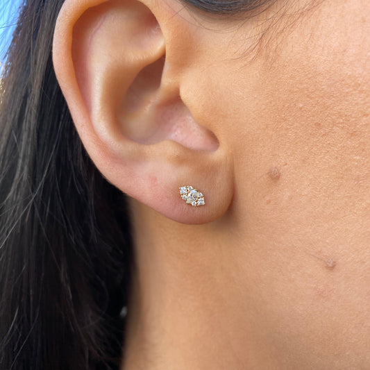 9ct Gold CZ Cluster Stud Earrings
