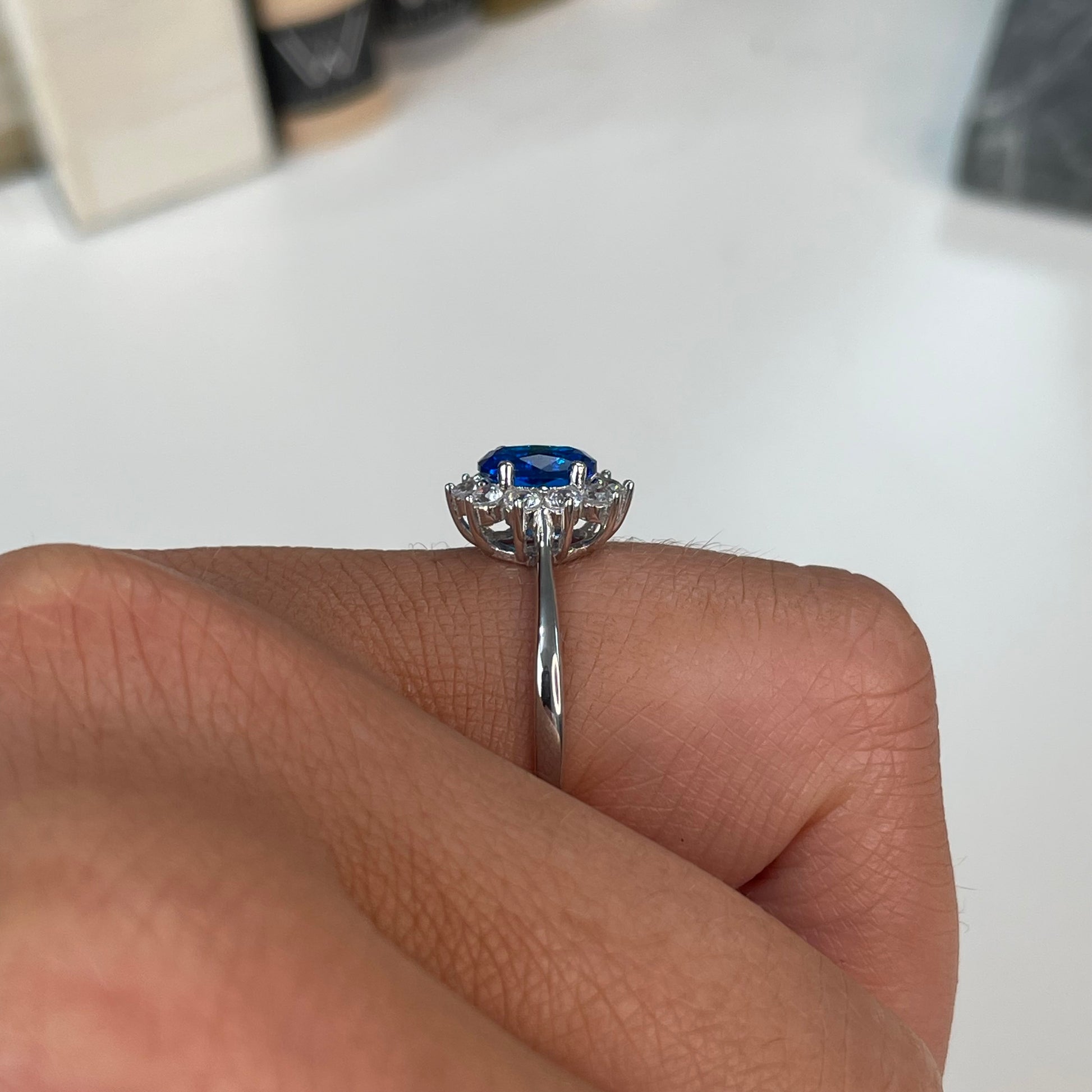 Silver Sapphire Blue CZ Diana Ring - John Ross Jewellers