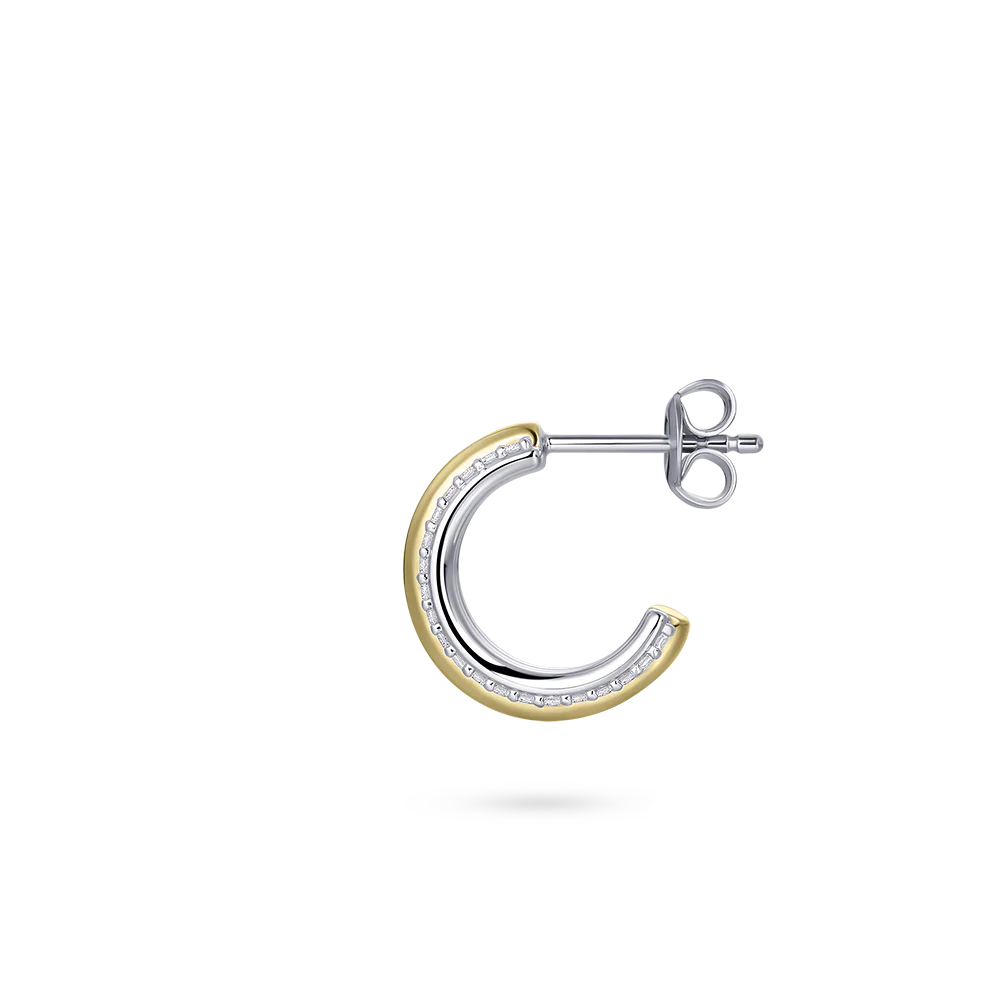 Glitz CZ Edged Hoop Earrings - Gold 15mm - John Ross Jewellers