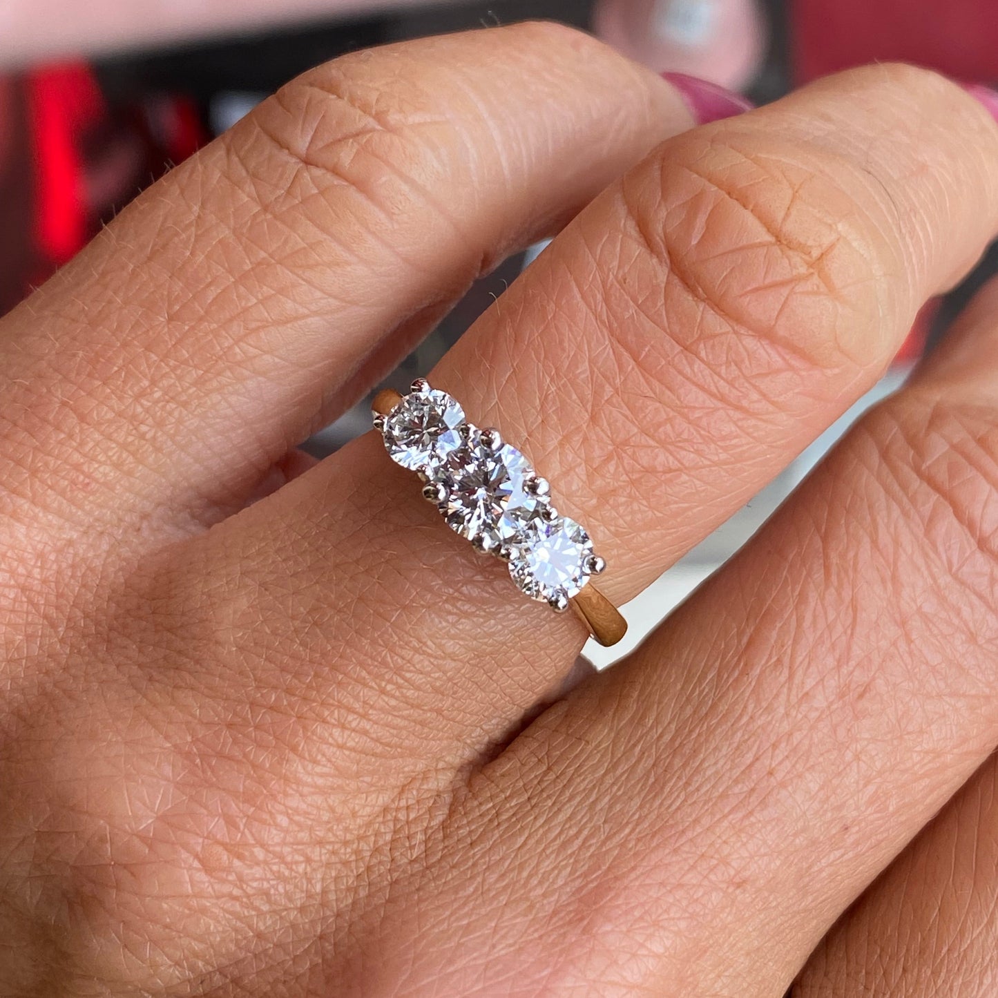 18ct Gold Trilogy Engagement Ring | 1.35ct Lab Grown