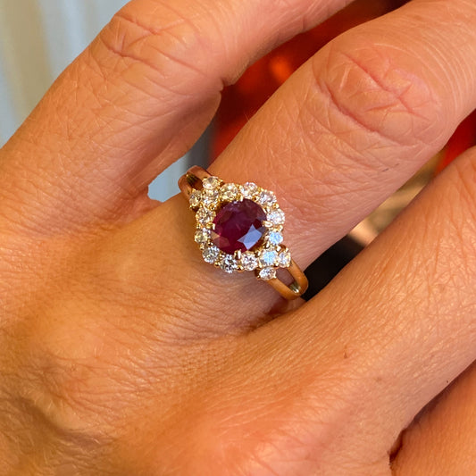 18ct Gold Ruby & Diamond Ring