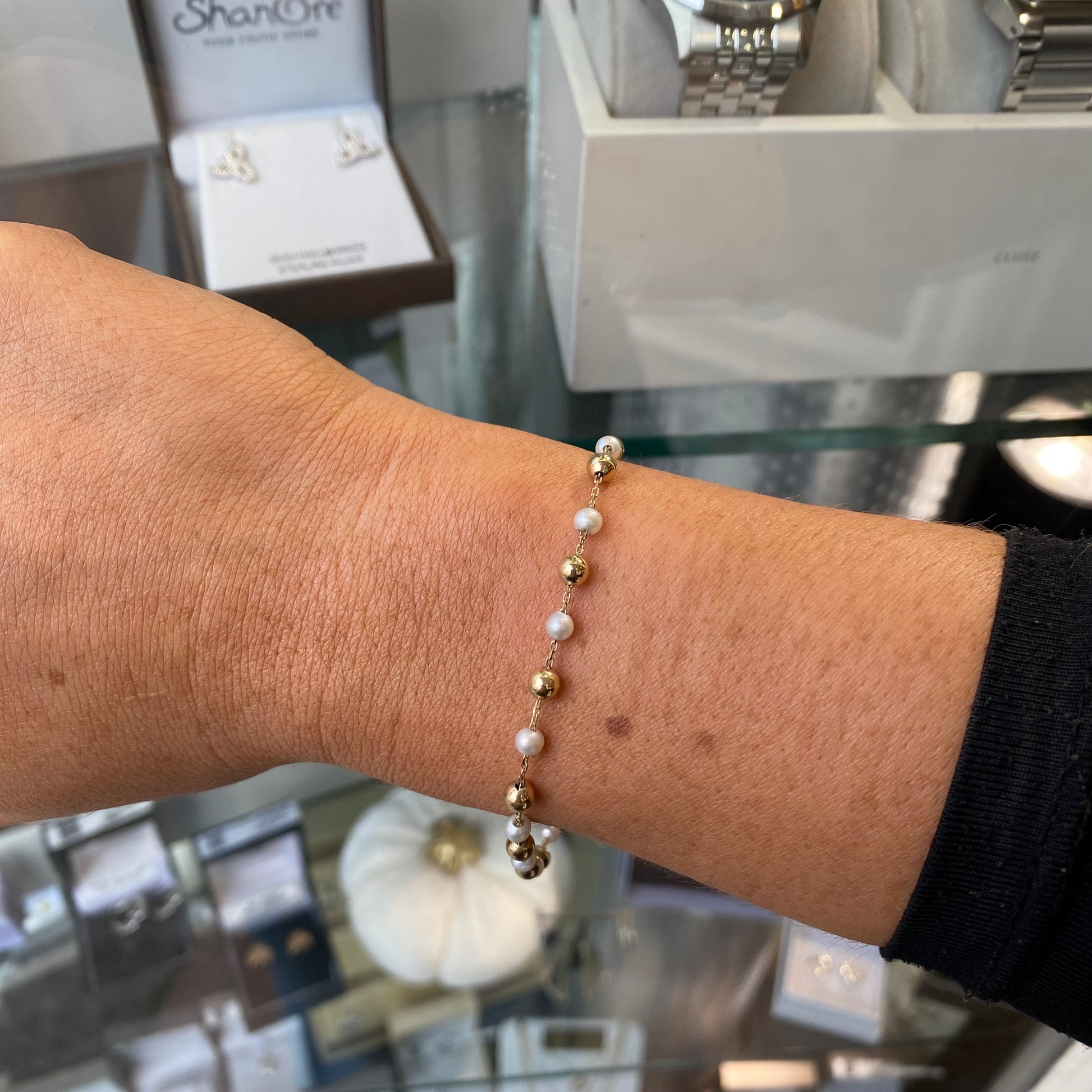 9ct Gold Cultured Pearl & Bead Bracelet - John Ross Jewellers