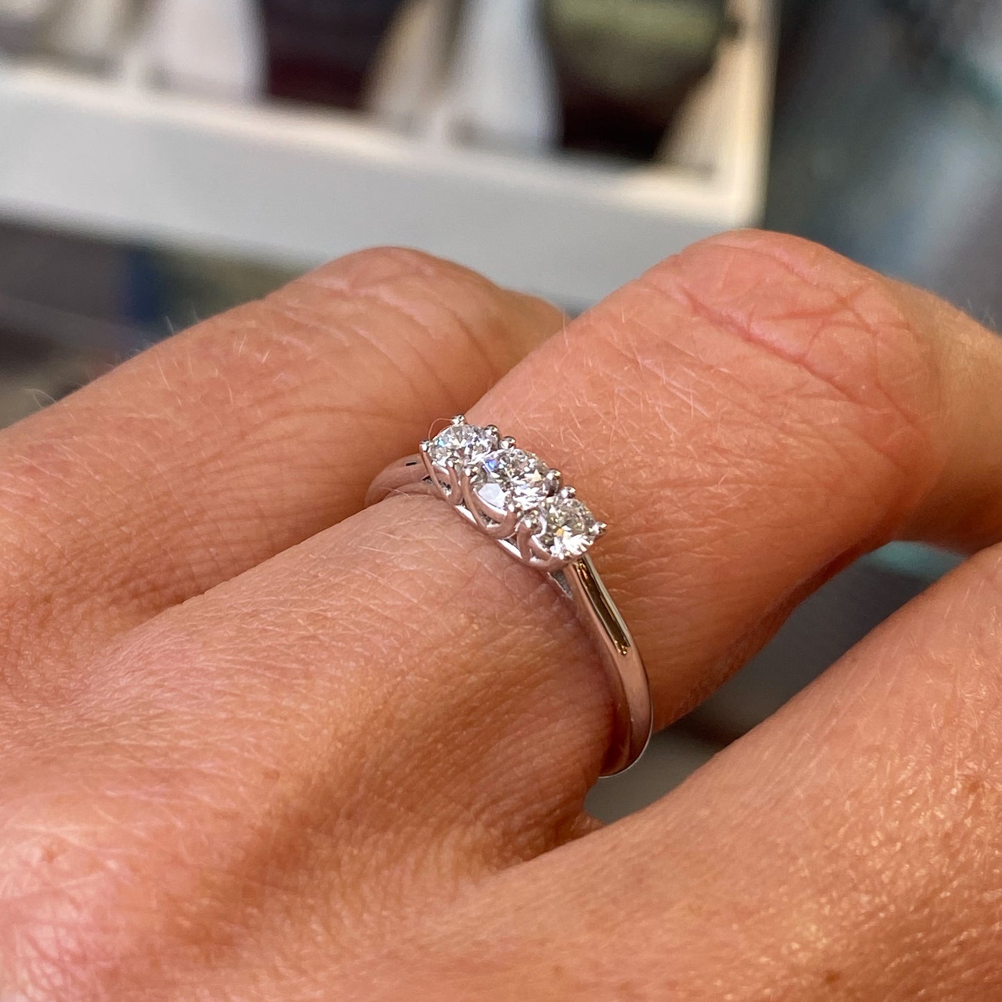 18ct White Gold Diamond Trilogy Engagement Ring | 0.42ct - John Ross Jewellers