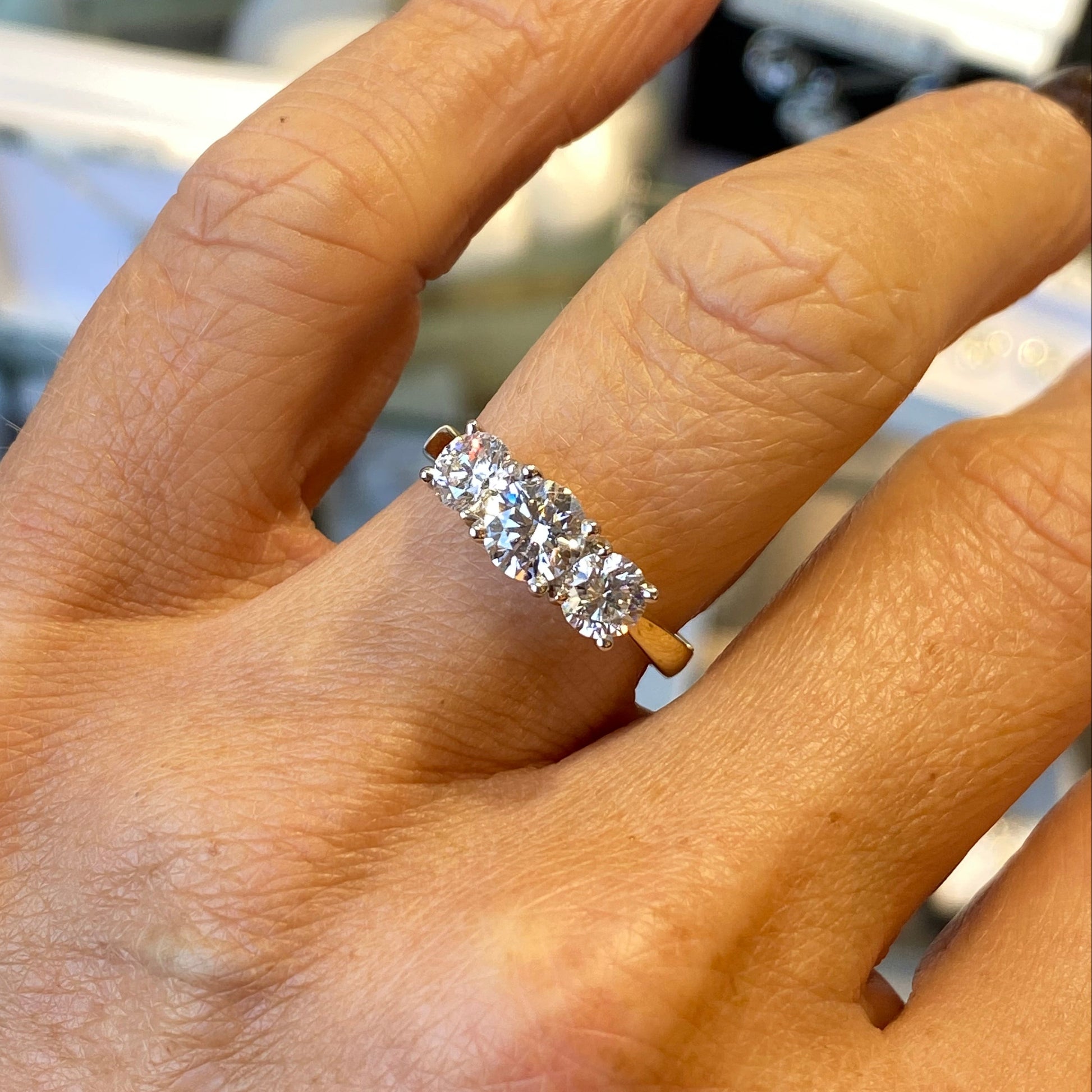 18ct Gold Trilogy Engagement Ring | Lab Grown 1.61ct - John Ross Jewellers