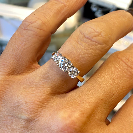 18ct Gold Trilogy Engagement Ring | Lab Grown 1.61ct - John Ross Jewellers