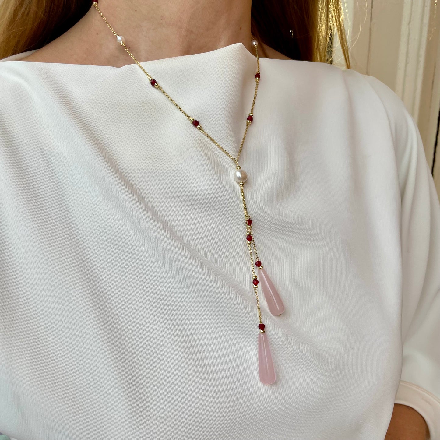 Baroque Lariart Necklace | Oia | Pearl & Quartz - John Ross Jewellers