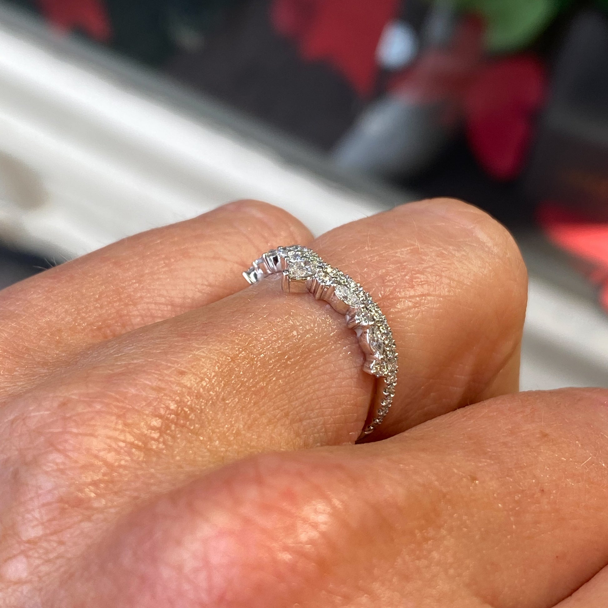 Platinum Dainty Diamond Wishbone Eternity Ring | 0.44ct - John Ross Jewellers