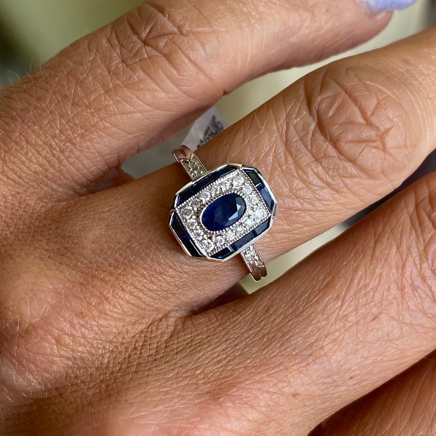9ct White Gold Sapphire & Diamond Ring