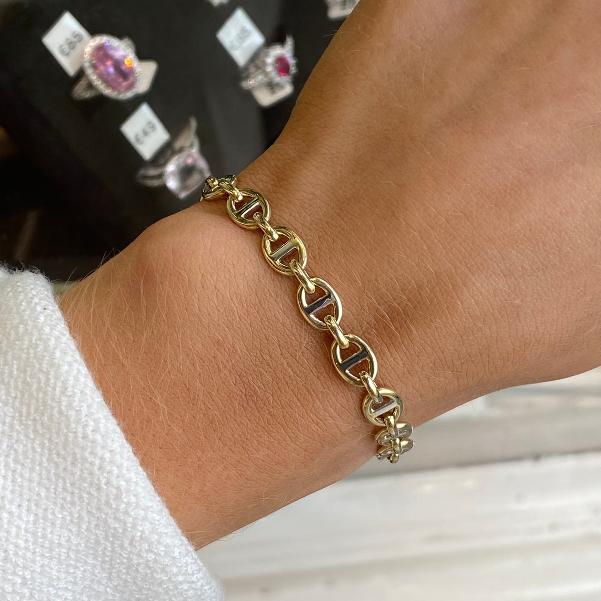 9ct Gold Two Tone Mariner Link Bracelet