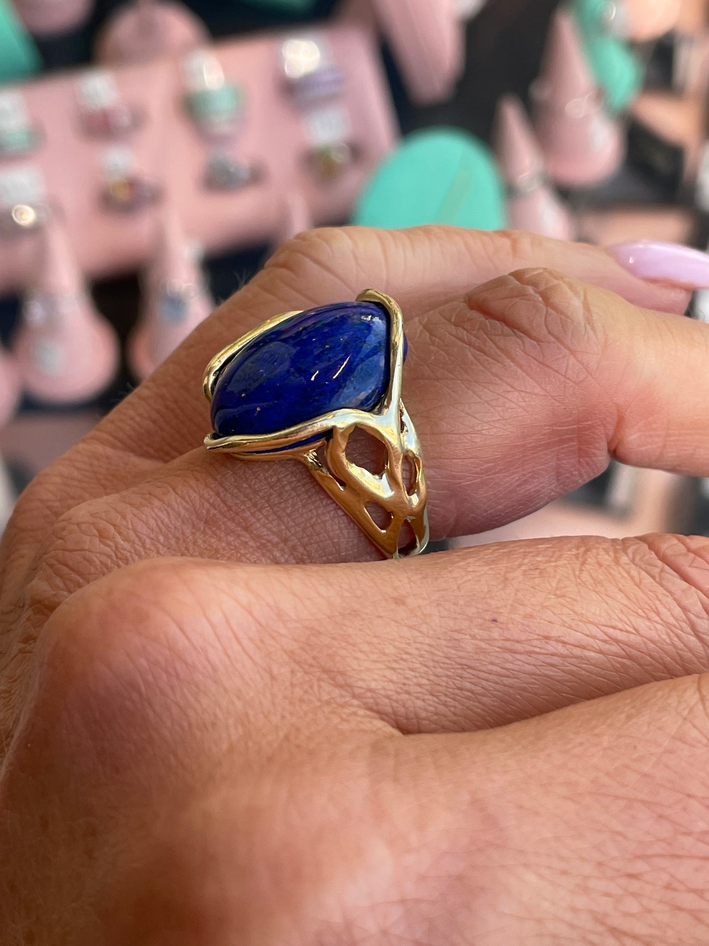 Bruno Lapis Lazuli ring with an oval-shaped deep blue gemstone set in a sleek band.