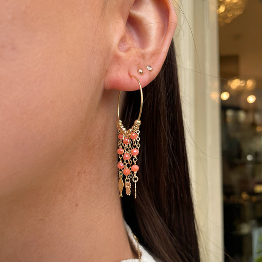 Sunshine Peach Crystal Under The Sea Hoop Earrings | 30mm - John Ross Jewellers