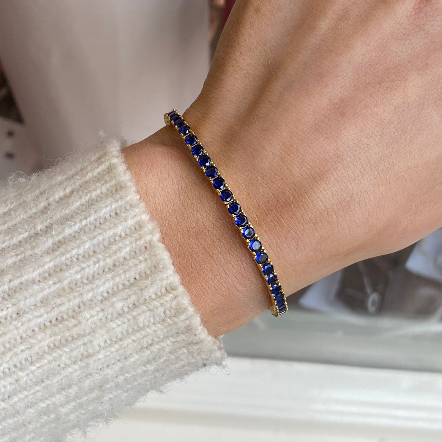 Sunshine Sapphire Blue 3mm CZ Tennis Bracelet | 17+2cm - John Ross Jewellers