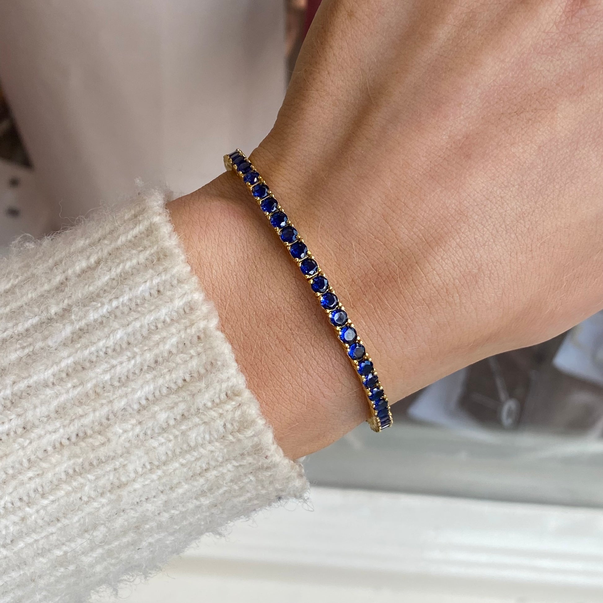 Sunshine Sapphire Blue 3mm CZ Tennis Bracelet | 17+2cm - John Ross Jewellers
