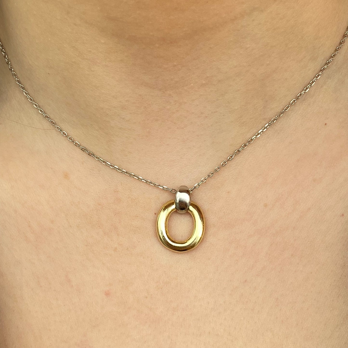 Sunshine Two Tone CZ Doorknocker Necklace by Comero with 40+5cm chain, featuring a stylish pendant and two-tone design.