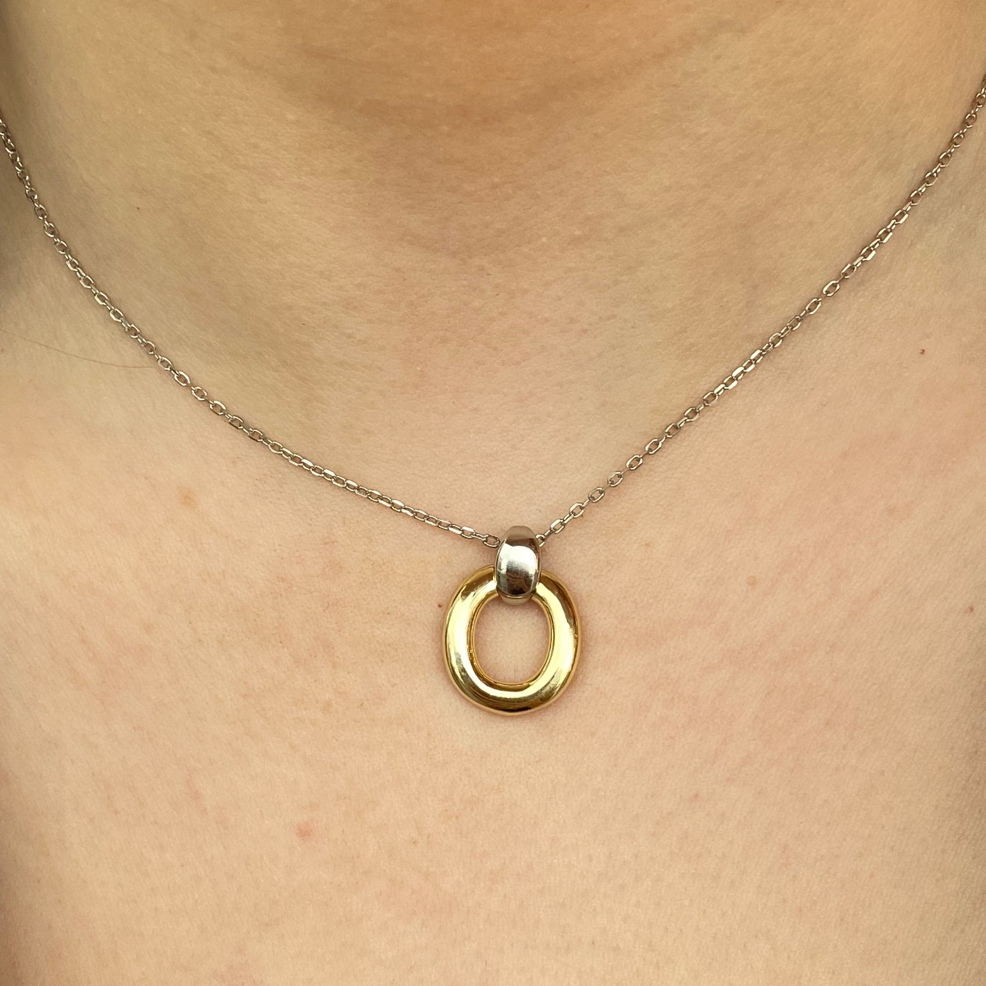 Sunshine Two Tone CZ Doorknocker Necklace by Comero with 40+5cm chain, featuring a stylish pendant and two-tone design.