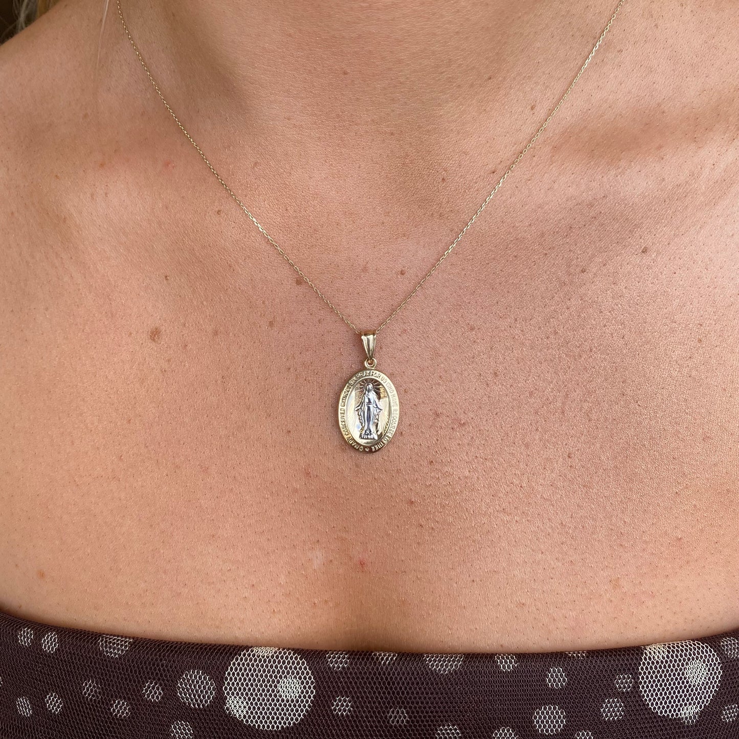 9ct Gold Miraculous Medal Necklace | Two Tone