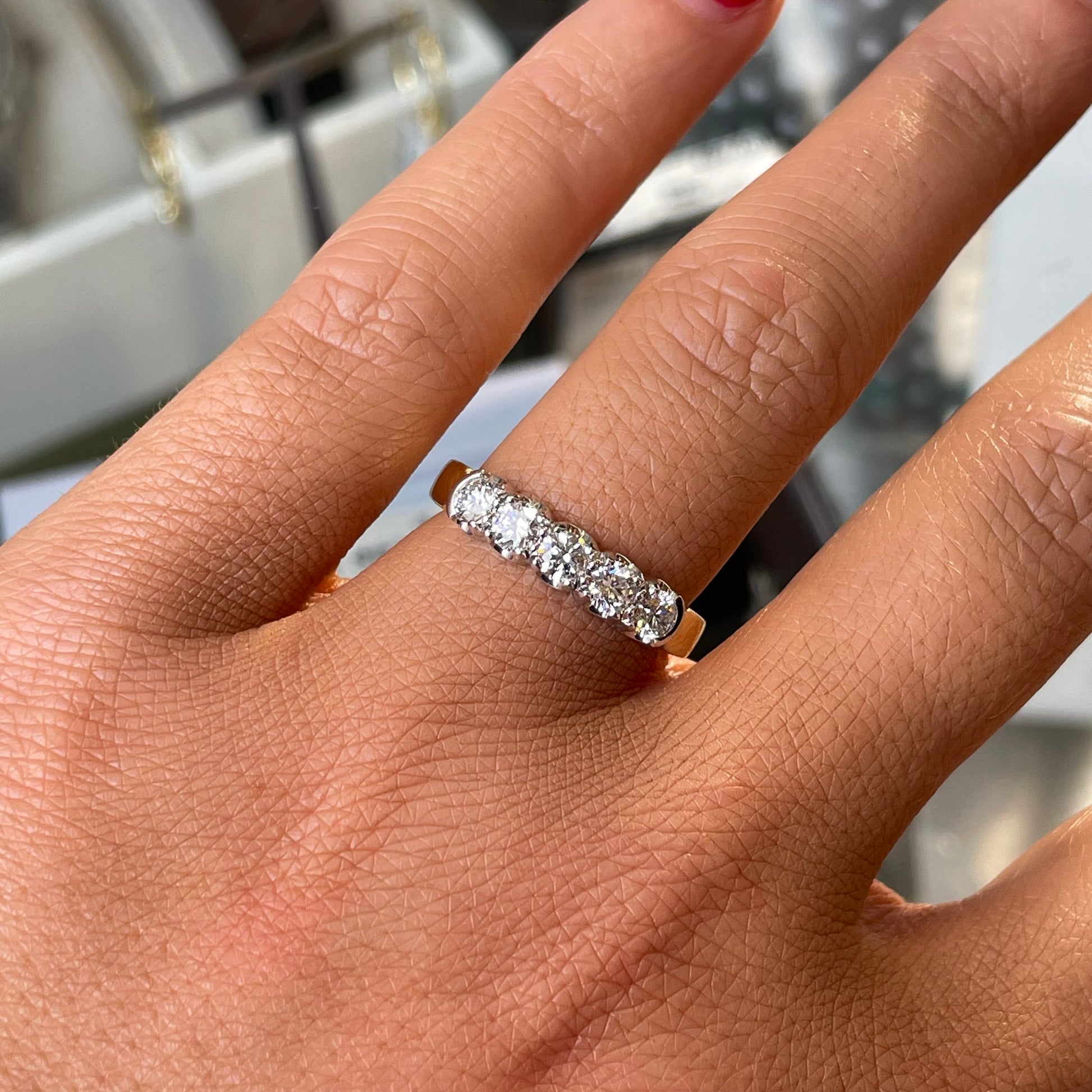 18ct Gold Five Stone Diamond Eternity Ring | 0.64ct - John Ross Jewellers