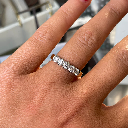 18ct Gold Five Stone Diamond Eternity Ring | 0.64ct - John Ross Jewellers