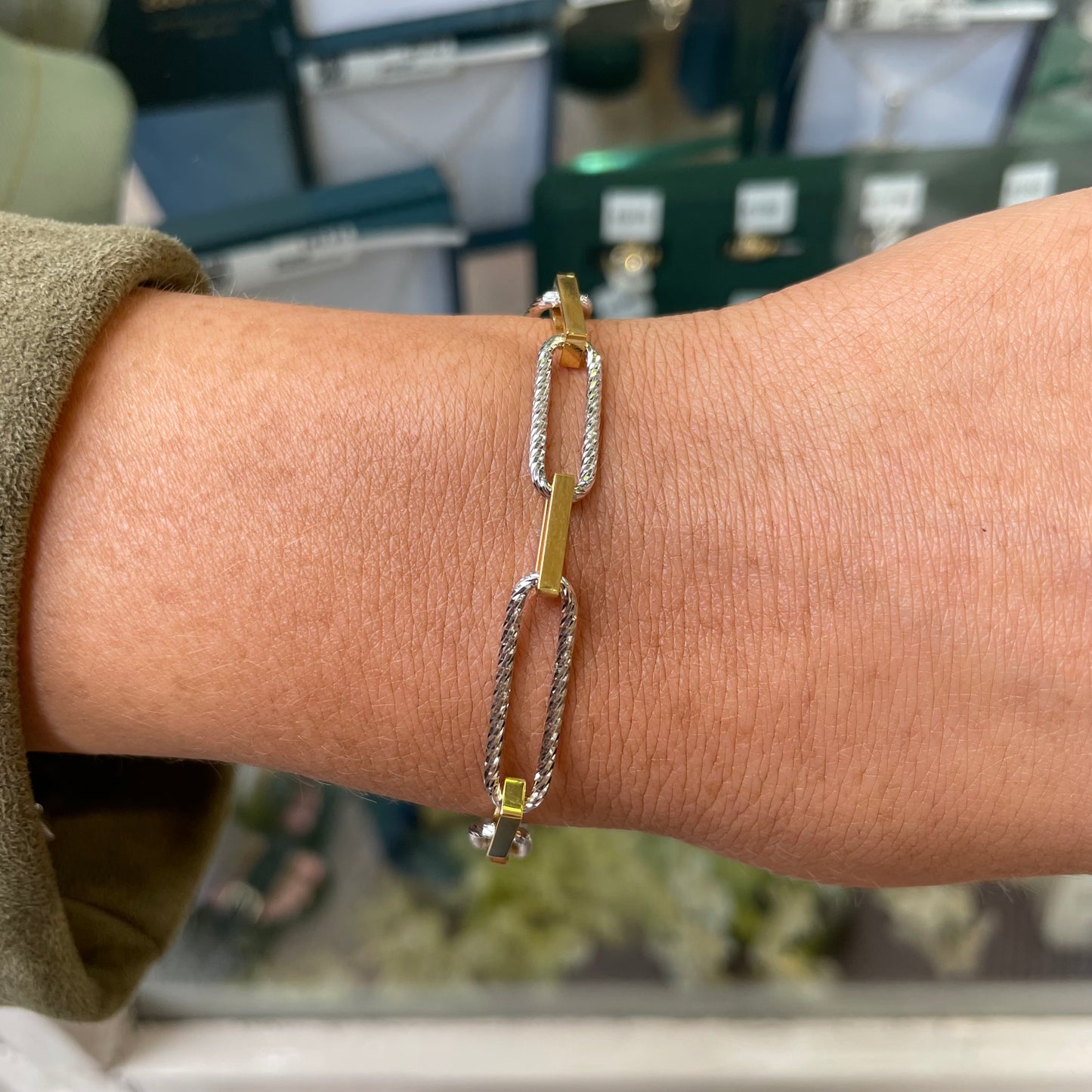 Sunshine Two Tone Paper Link Bracelet