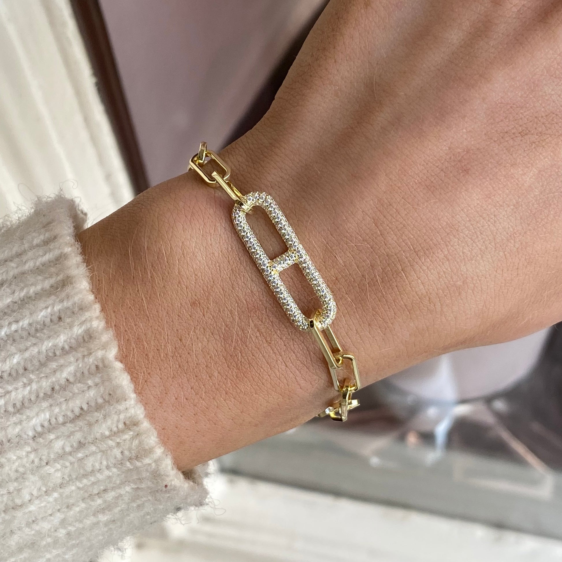 Sunshine CZ Anchor Link Bracelet | 18+2cm - John Ross Jewellers