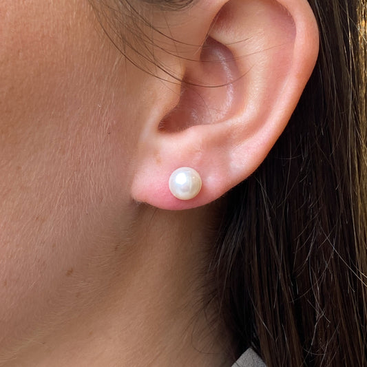 Silver Freshwater Pearl Stud Earrings | 7.5-8.0mm - John Ross Jewellers