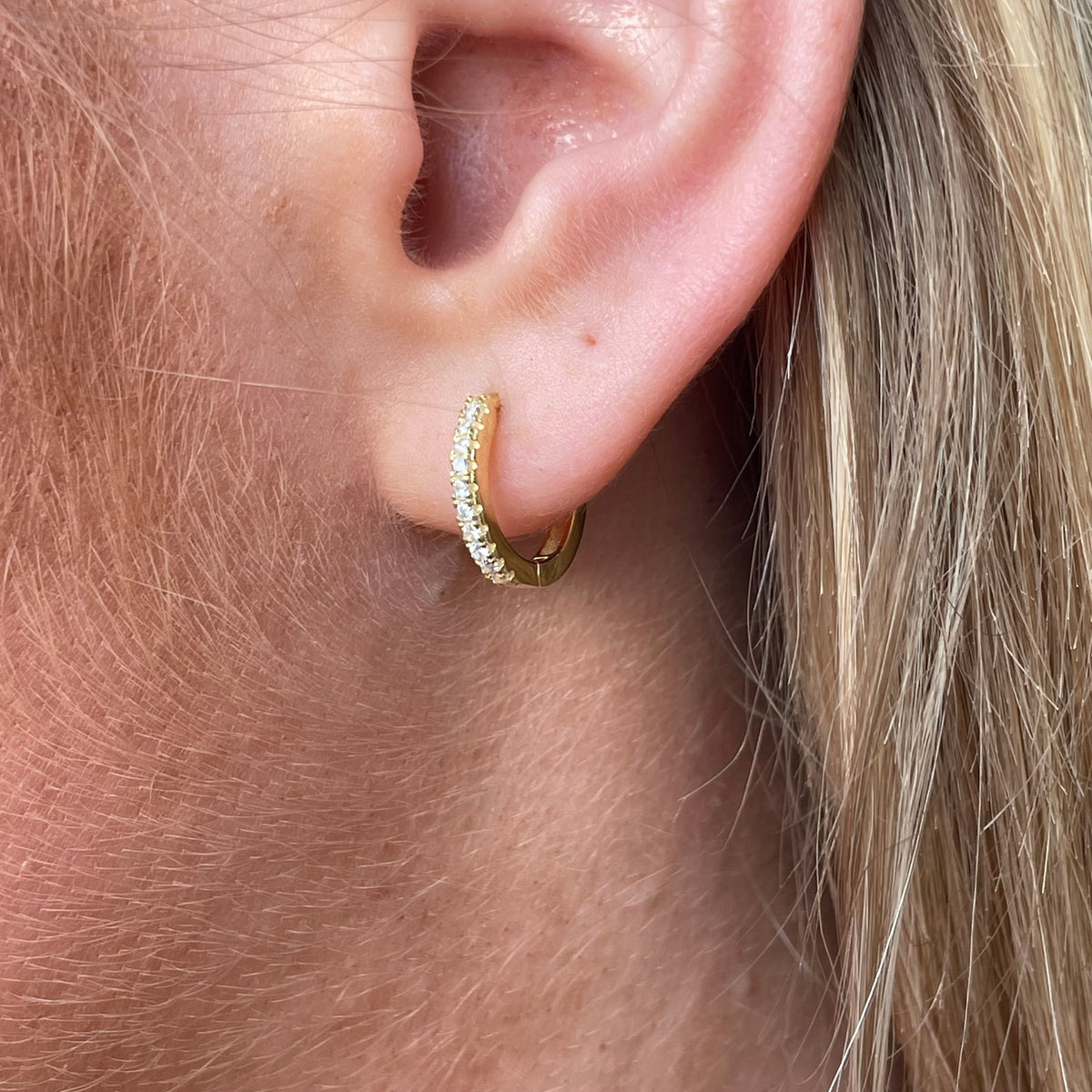 Sunshine Skinny CZ Huggie Hoop Earrings
