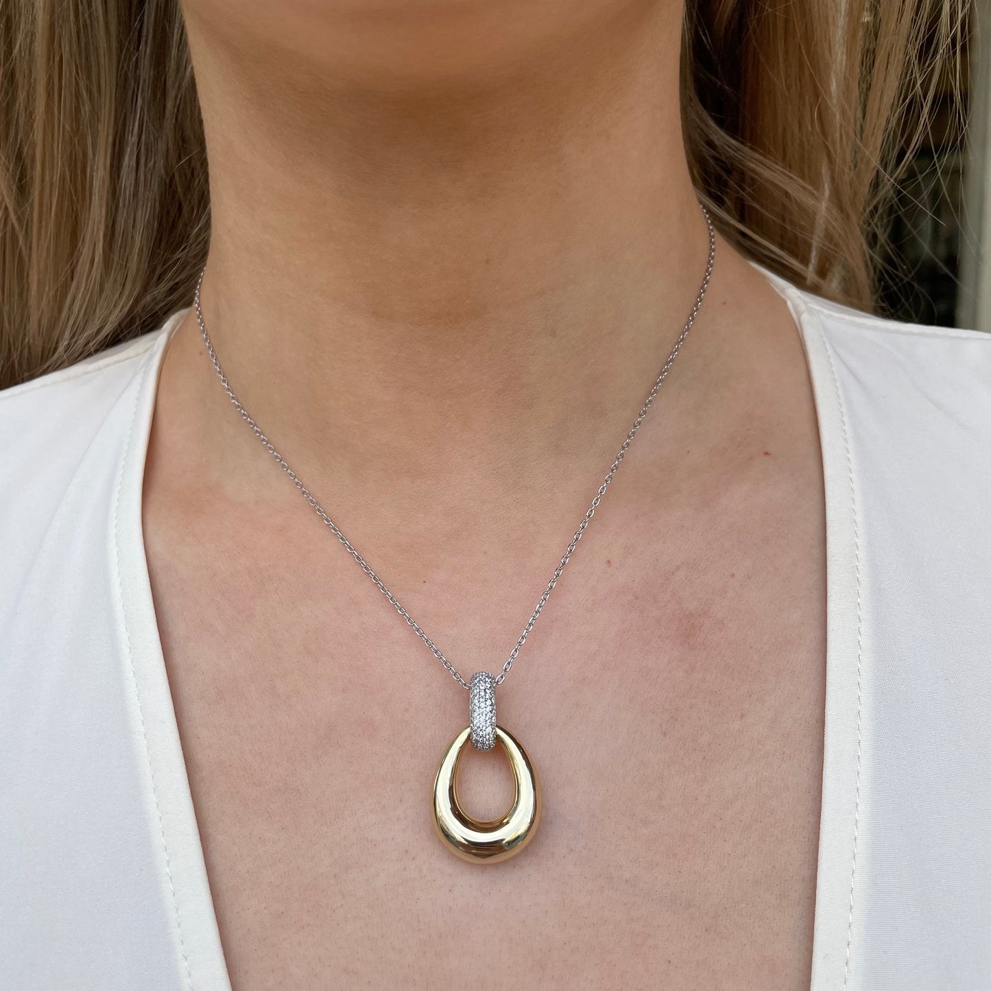 Sunshine CZ Door Knocker Necklace | 40+5cm - John Ross Jewellers