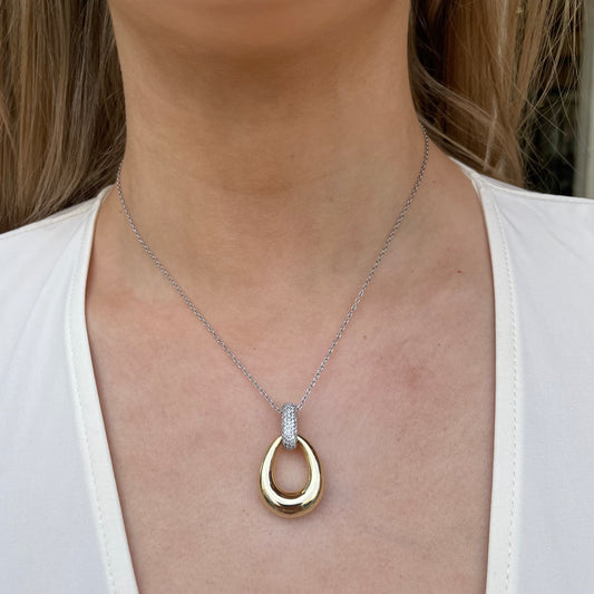 Sunshine CZ Door Knocker Necklace | 40+5cm - John Ross Jewellers